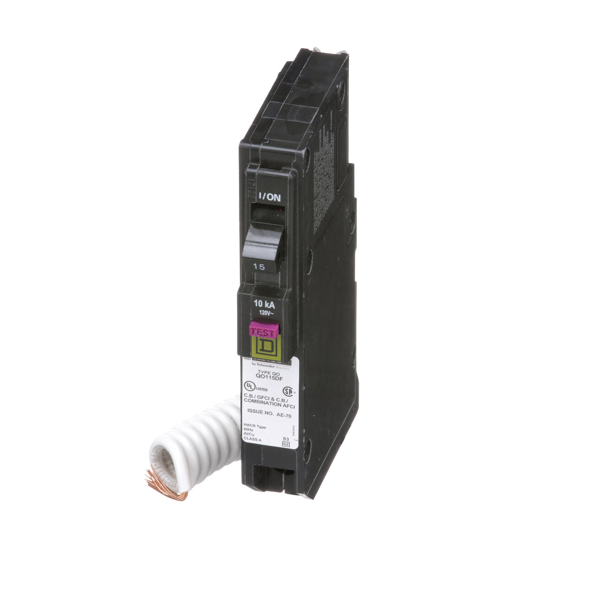 Square D 15 Amp 120 Volt 1 Pole Dual Function Circuit Breaker Plug-In QO Frame