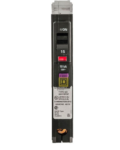 Square D 15 Amp 120V 1 Pole Plug-On Dual Function Circuit Breaker AFCI/GFCI
