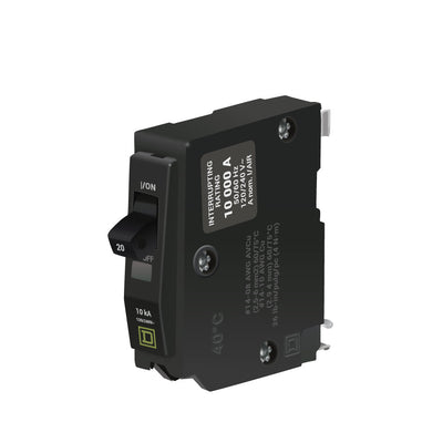 Square D 20 Amp 1 Pole 120/240VAC 10kA Plug-In Circuit Breaker, QO Series, Thermal Magnetic Trip, UL/CSA Listed
