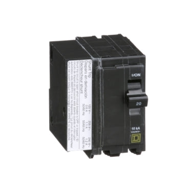 Square D 20 Amp 2 Pole 120/240V Circuit Breaker with Shunt Trip, QO Frame, Thermal Magnetic
