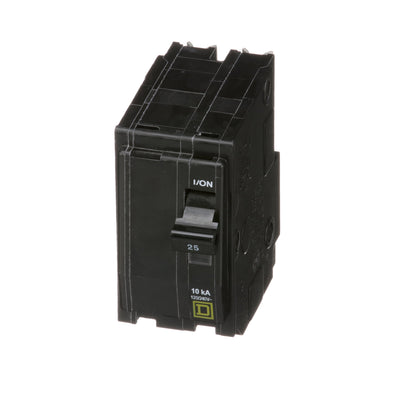 Square D 25 Amp 2 Pole 120/240VAC Plug-In Circuit Breaker, 10kA Interrupt Rating