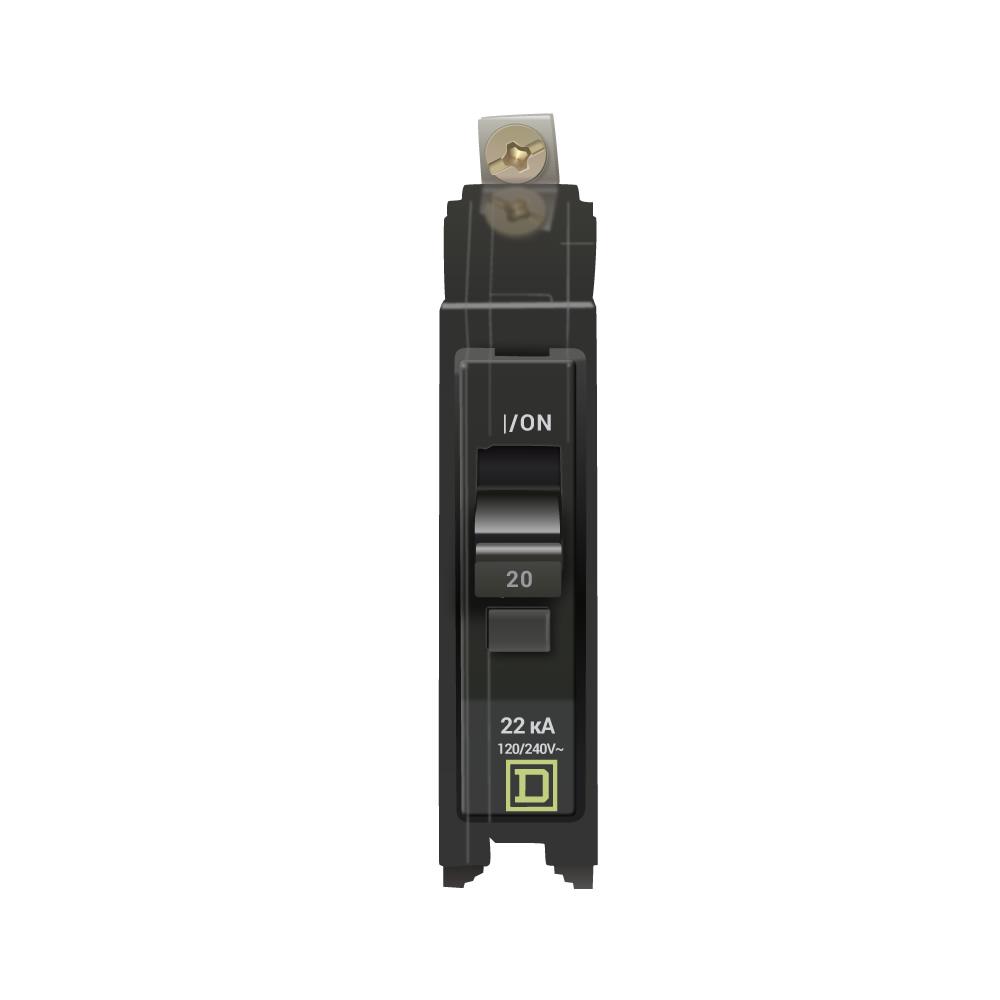 Square D 20 Amp 1 Pole 120/240VAC Bolt-On Circuit Breaker 22kA Interrupt Rating