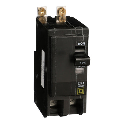 Square D 125A 2P 120/240VAC Bolt-On Circuit Breaker, QOB Frame, 22kAIC, Thermal Magnetic Trip, UL/CSA