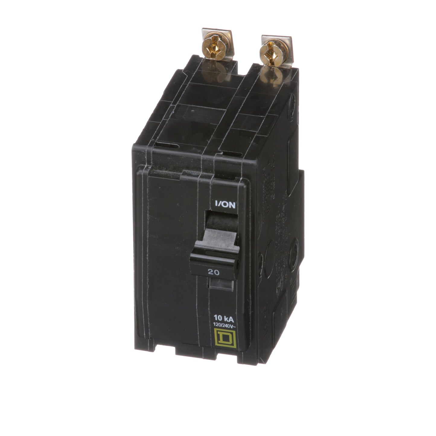Square D 20 Amp 2 Pole Bolt-On Circuit Breaker, 120/240VAC, QO Series, 10kAIC, Thermal Magnetic Trip, UL/CSA Listed