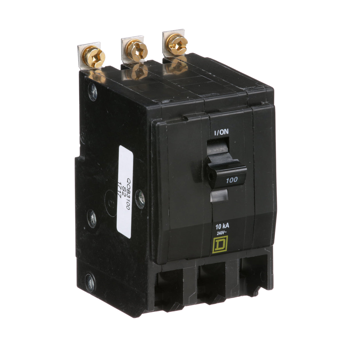 Square D 100A 3P 120/240VAC Bolt-On Miniature Circuit Breaker, QO Frame, 10kA Interrupt, Thermal Magnetic Trip, UL/CSA