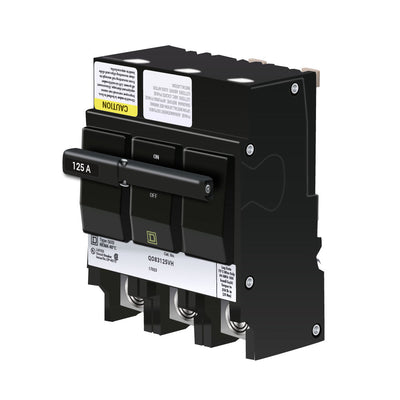 Square D 125A 3-Pole Bolt-On Mini Circuit Breaker, 120/240VAC, 22kAIC, QO Series, Thermal Magnetic Trip, UL/CSA