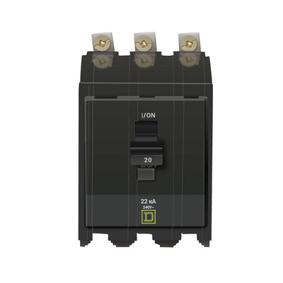 Square D 20 Amp 3 Pole 120/240V Bolt-On Circuit Breaker 22kA Interrupt Rating