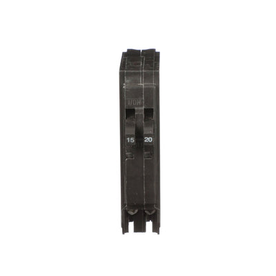 Square D QO Series Tandem Miniature Circuit Breaker, 15A/20A, 1 Pole, 120/240V AC, 10kA Interrupt, Plug-On Mount, Thermal Magnetic Trip
