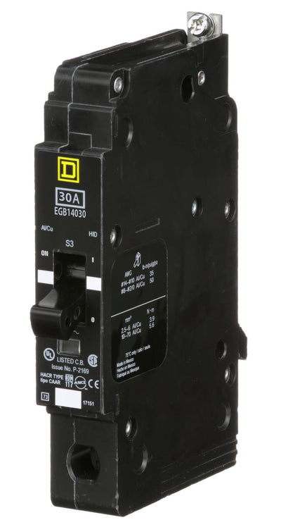 Square D 30 Amp 277 Volt 1 Pole Bolt-On Molded Case Circuit Breaker EGB Series