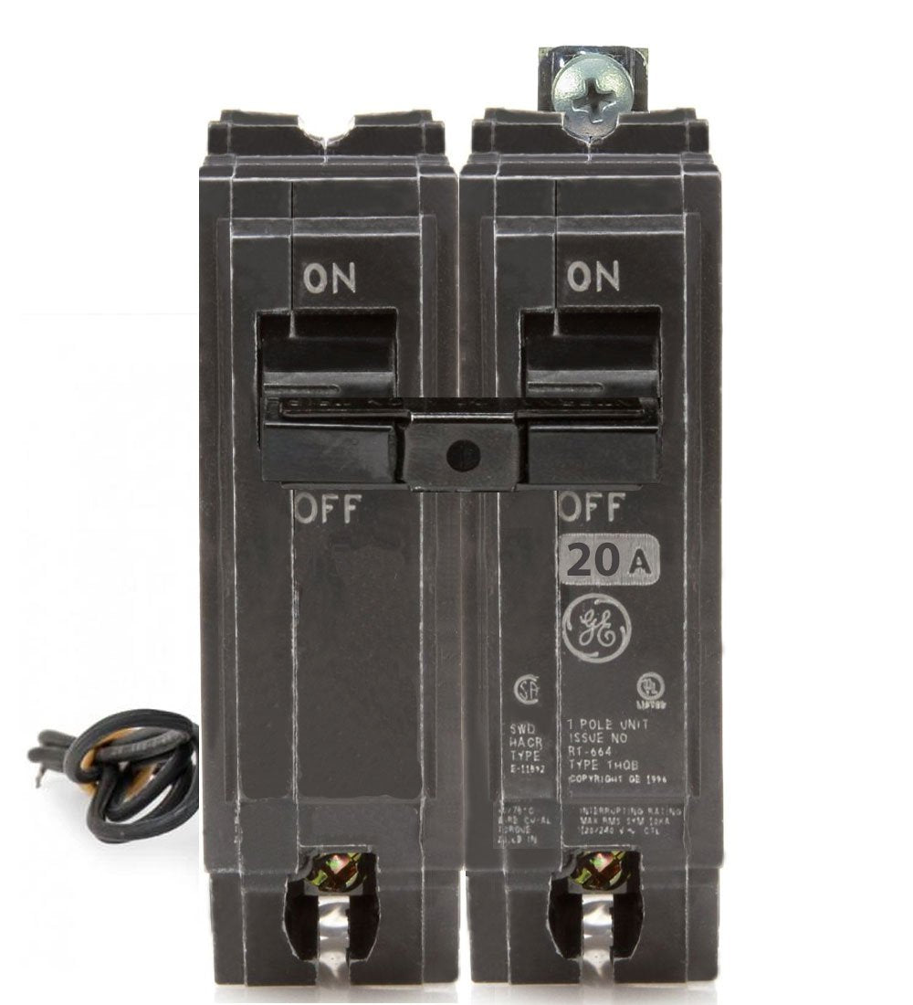General Electric 20A 1-Pole 120/240V Q-Line Bolt-On Shunt Trip Circuit Breaker, 10kA Interrupt Rating, HACR, UL/CSA Listed