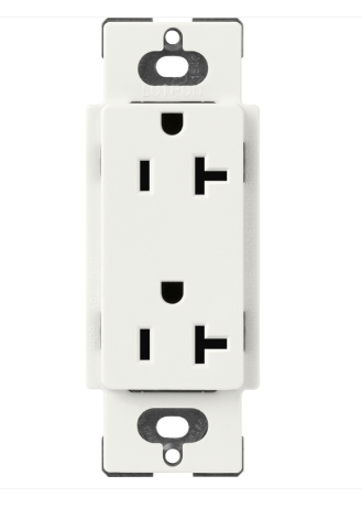 Lutron Claro 20 A duplex receptacle in Architectural White