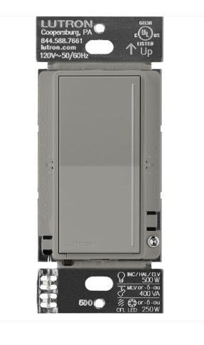Lutron Sunnata LED+ dimmer switch in Cobblestone