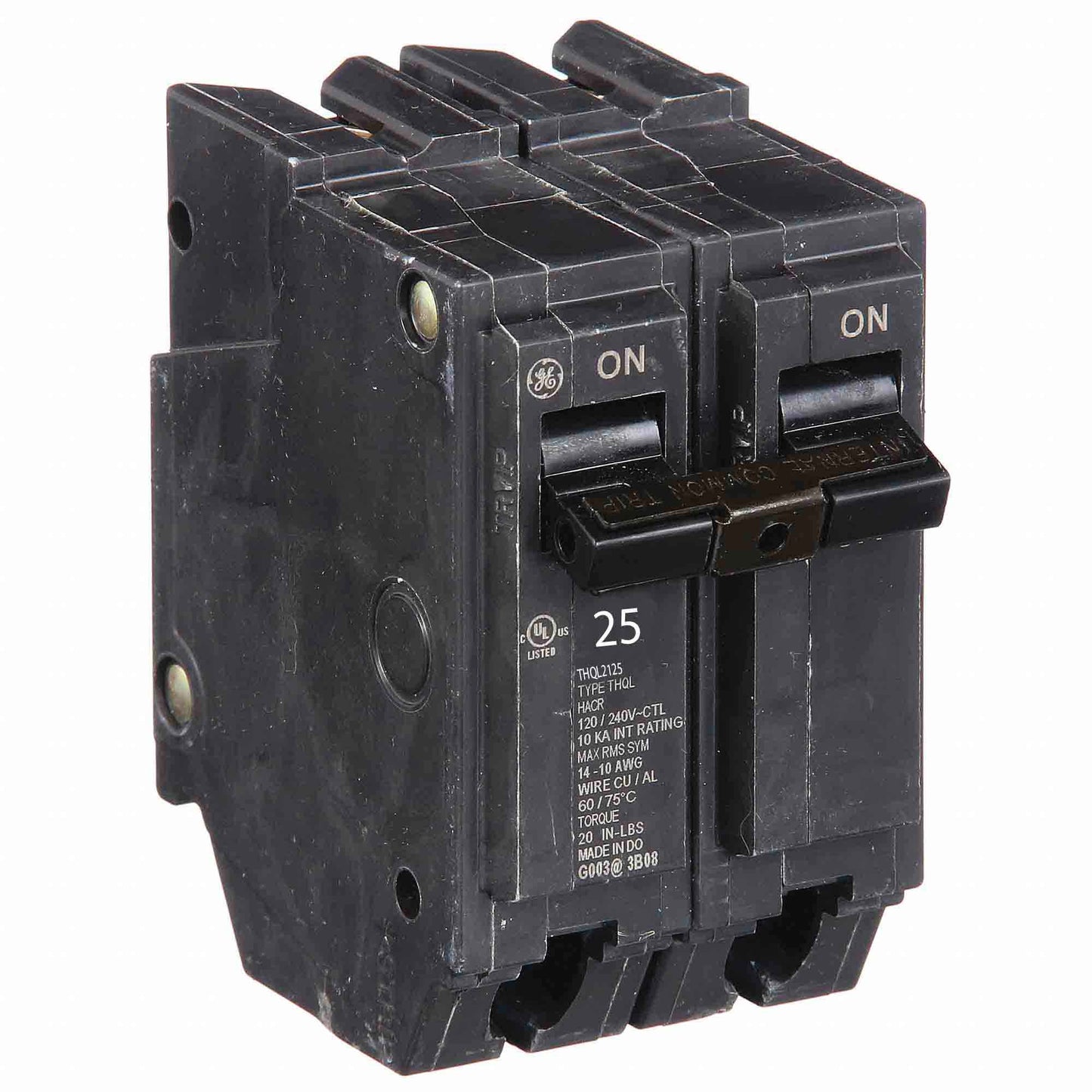 General Electric 25 Amp 240V 2 Pole Thermal Magnetic Circuit Breaker Plug-On