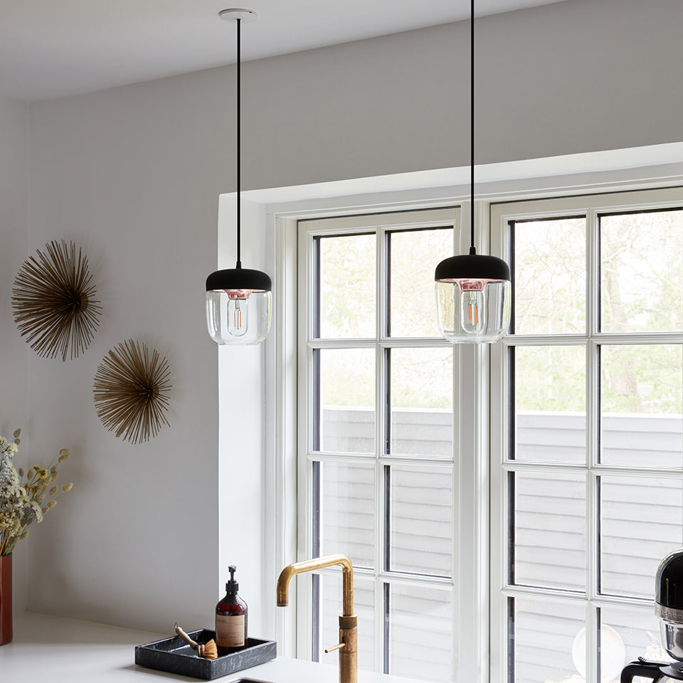 UMAGE Acorn Black and Copper Replacement Shade — styled interior view