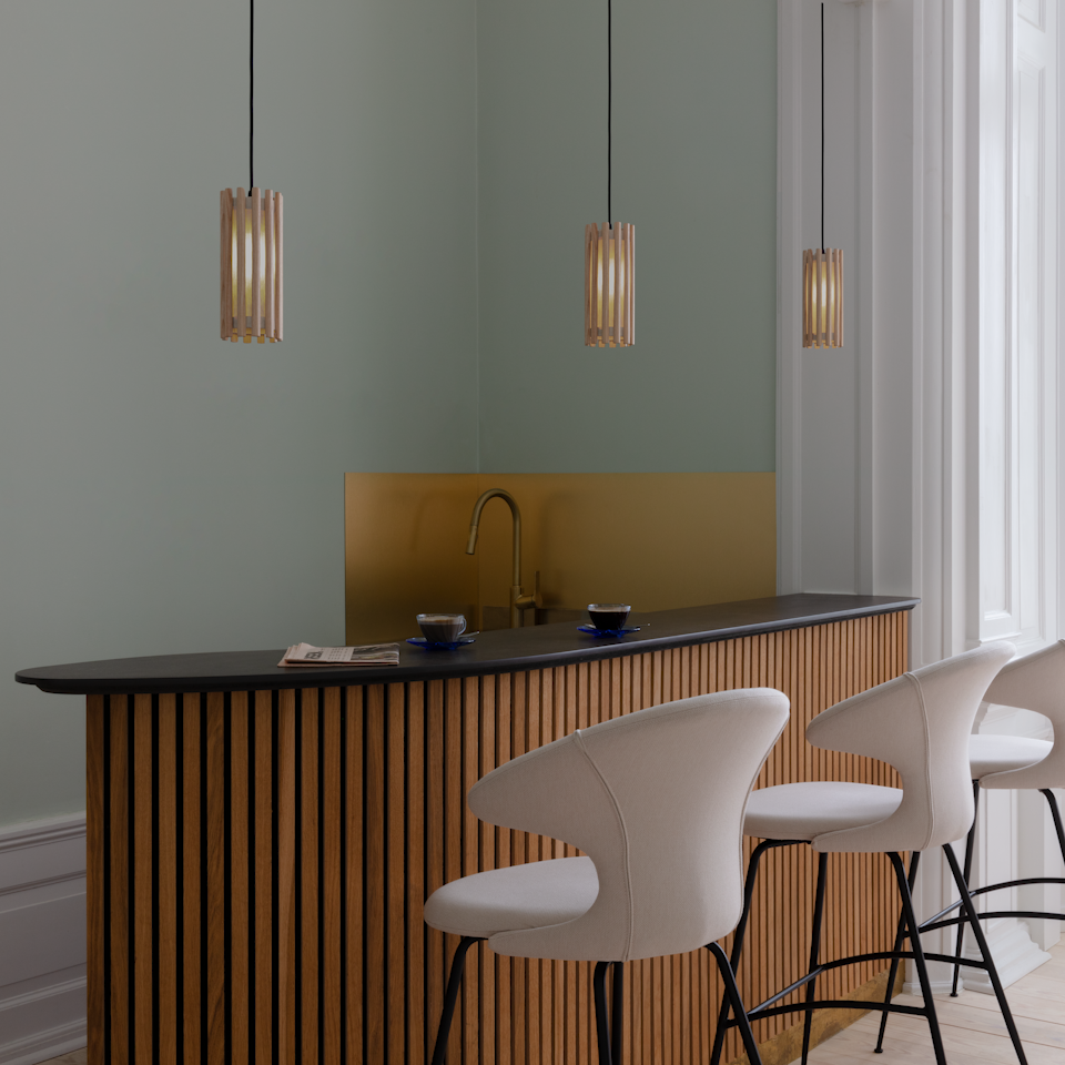 UMAGE Komorebi Mini- Circle Oak Replacement Shade — styled interior view 2