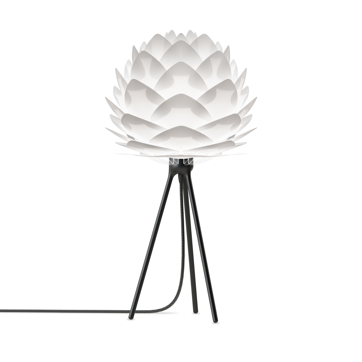 UMAGE Silvia White Mini Tripod Table Lamp with Black Base