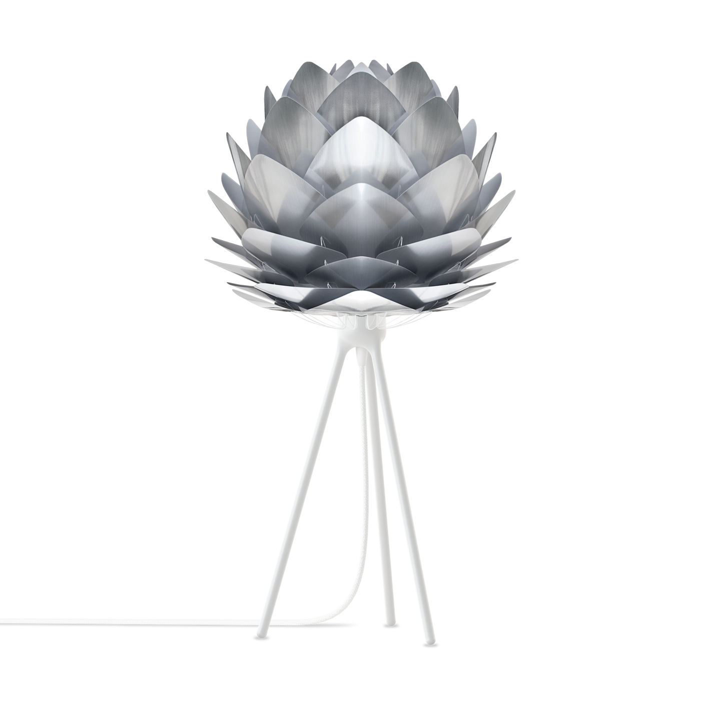 UMAGE Silvia 19" H Table Lamp in Steel Foil Finish and White Base