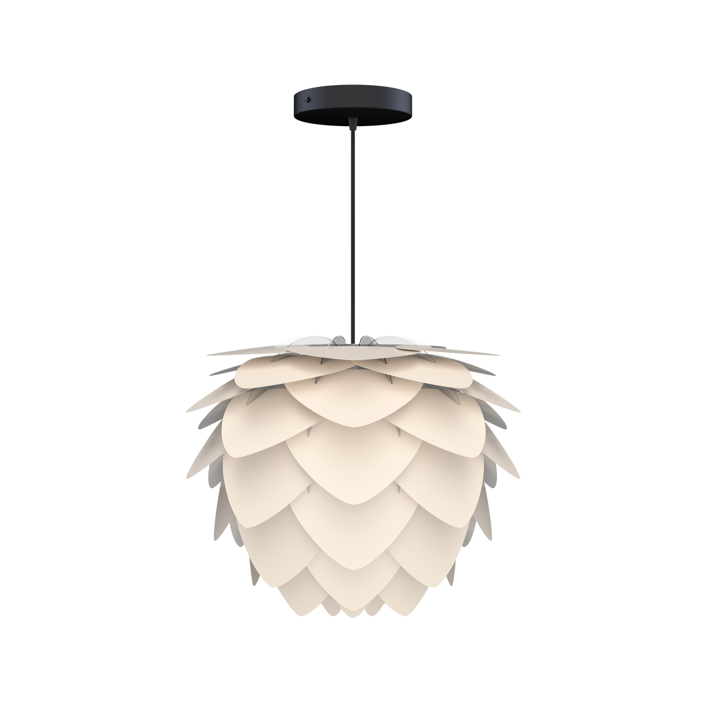 UMAGE Aluvia Mini Hardwired Pendant in Pearl White with Black Cord