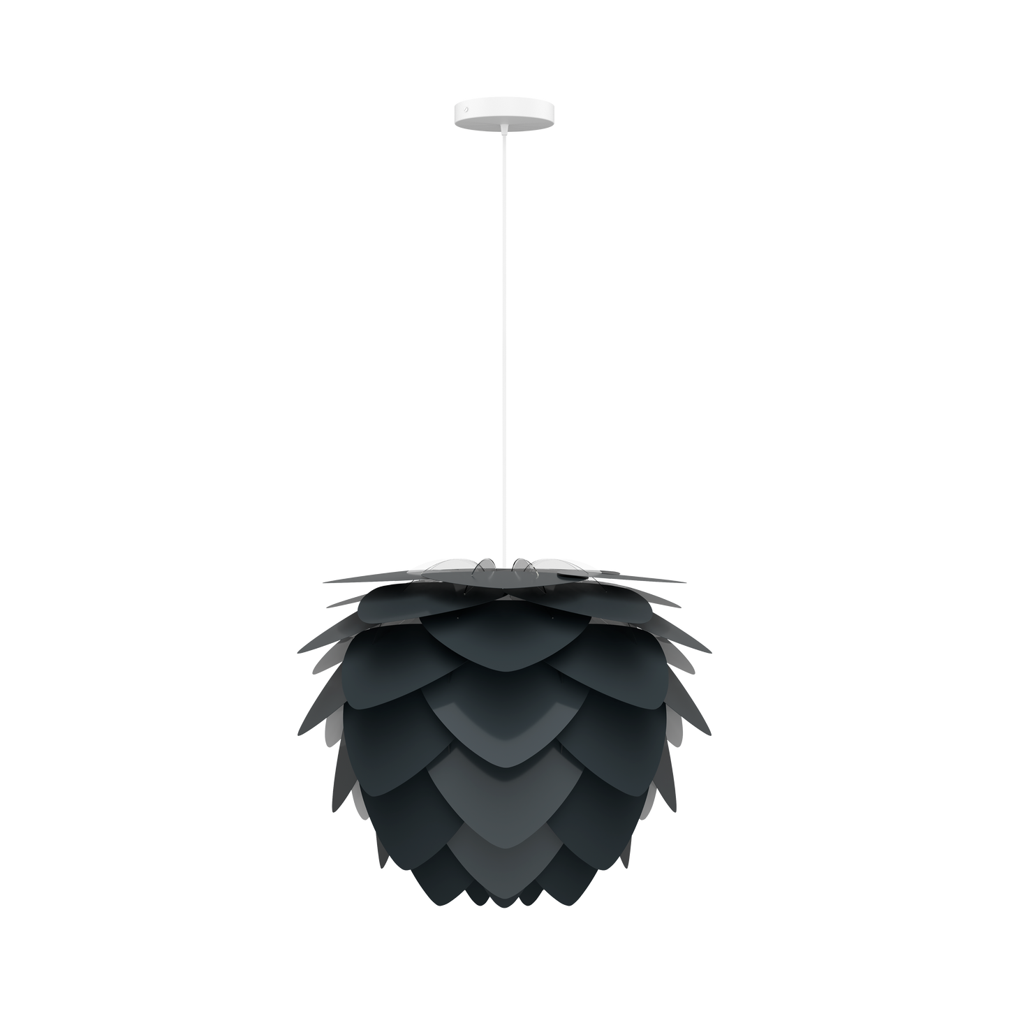 UMAGE Aluvia Medium Hardwired Pendant in Anthracite Grey with White Cord