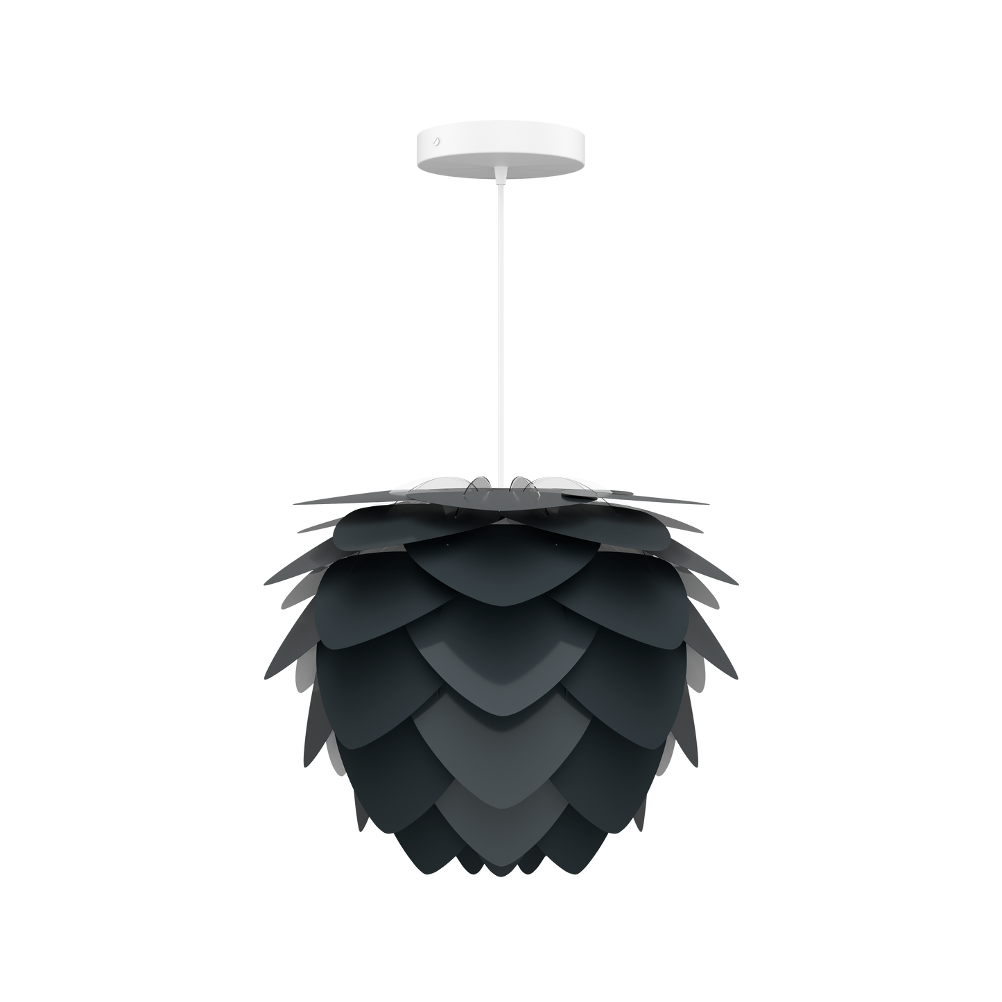 UMAGE Aluvia Mini Hardwired Pendant in Anthracite Grey with White Cord