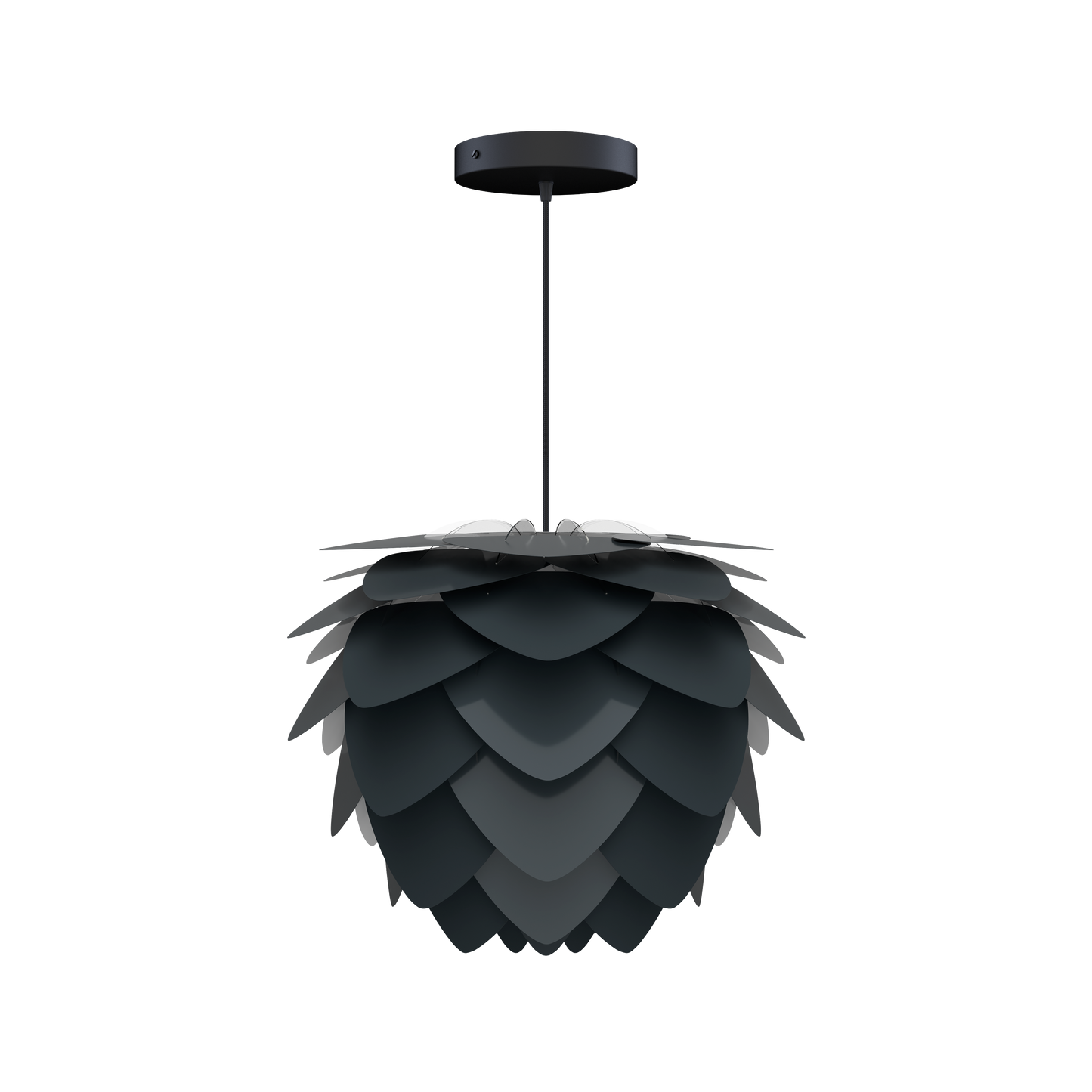 UMAGE Aluvia Mini Hardwired Pendant in Anthracite Grey with Black Cord