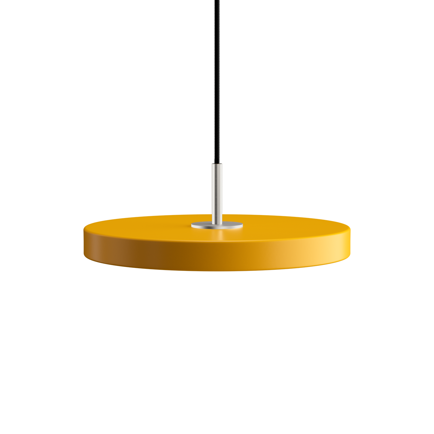 UMAGE Asteria Mini LED Pendant in Saffron Yellow with Steel Connector
