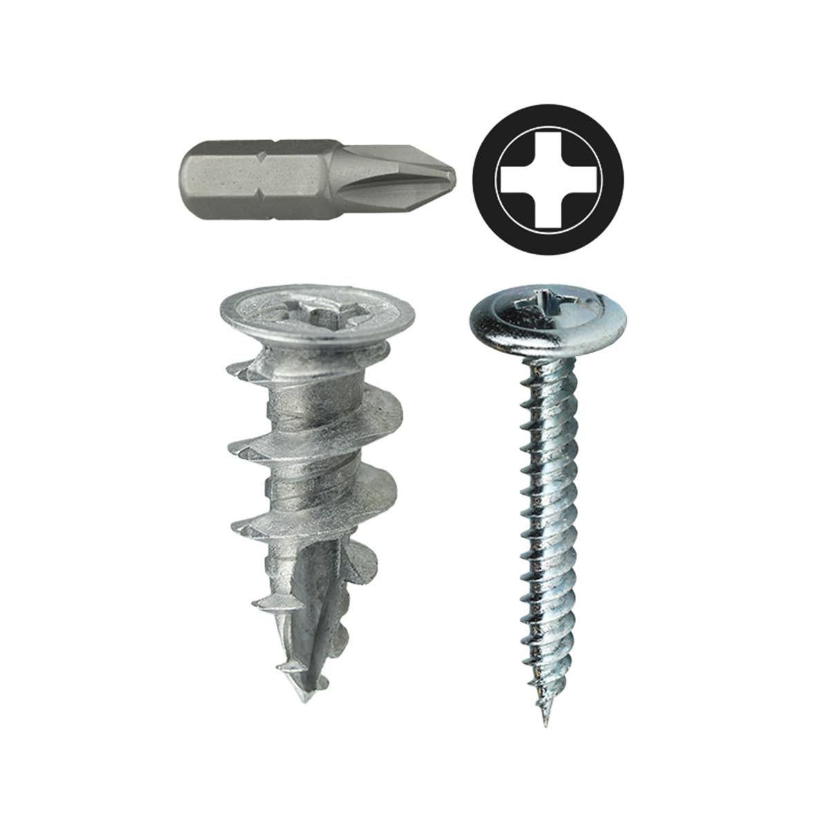 Dottie WDK8W Dottie #8 Zinc Alloy Walldriller Anchor Kit w/ Wafer Head Phillips Drive Screws WDK8W
