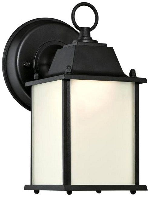 Westinghouse outdoor wall lantern, black, with frosted glass