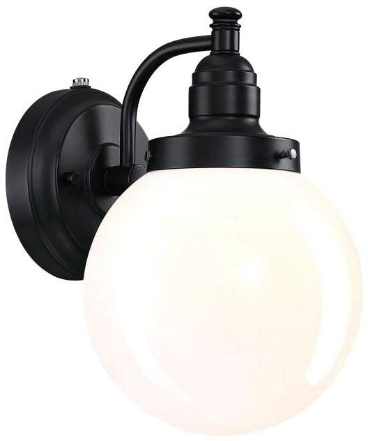 Westinghouse 1-light wall sconce, matte black, with white opal glass