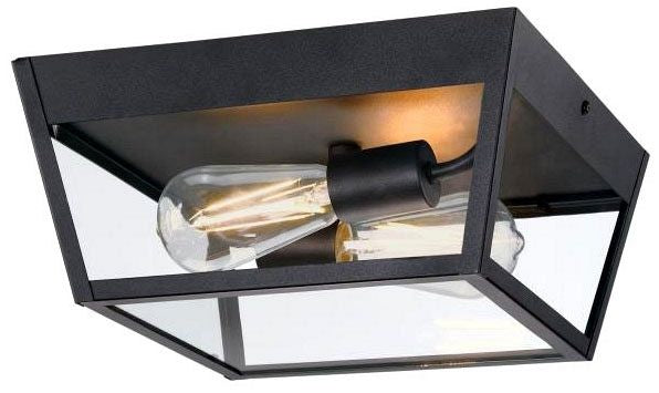 Westinghouse 2-light flush mount ceiling light, textured black, with clear glass
