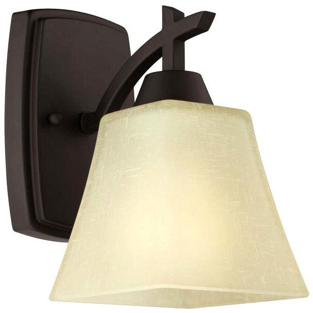Westinghouse 1-light wall sconce, oil rubbed bronze, with amber linen glass