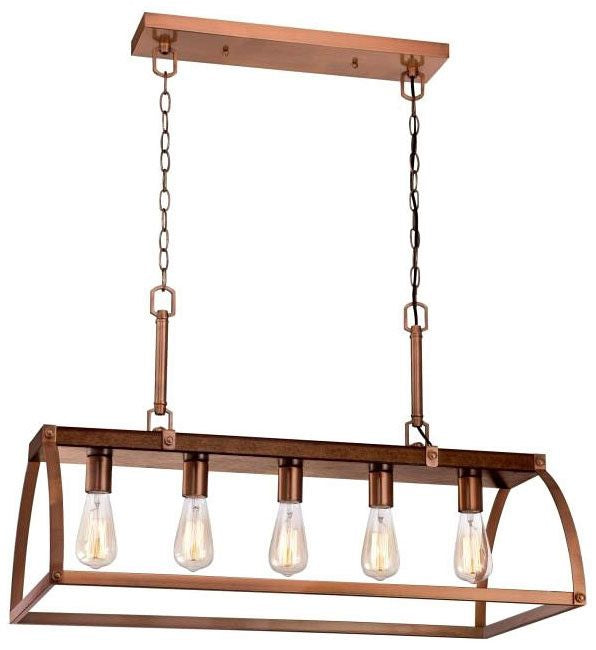 Westinghouse 5-light chandelier, washed copper