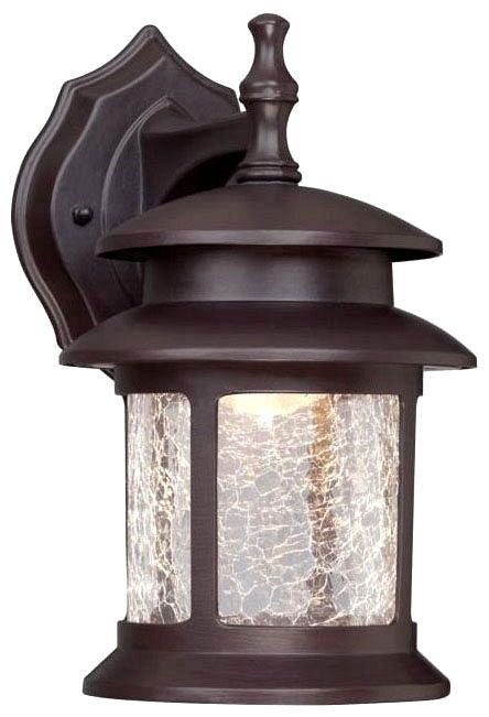 Westinghouse outdoor wall lantern, oil rubbed bronze, with crackle glass