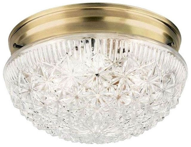 Westinghouse 2-light flush mount ceiling light, antique brass, with clear glass