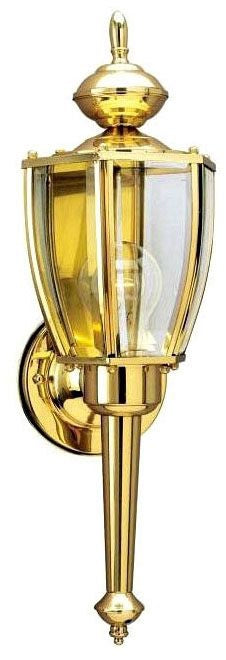 Westinghouse 1-light outdoor wall lantern, polished brass, with clear glass