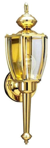 Westinghouse 1-light outdoor wall lantern, polished brass, with clear glass