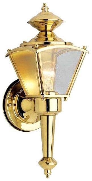 Westinghouse 1-light outdoor wall lantern, polished brass, with clear glass