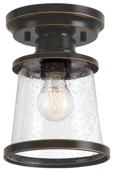 Westinghouse 1-light semi-flush mount light, amber bronze, with seeded glass