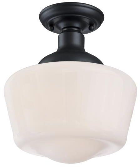Westinghouse 1-light semi-flush mount light, white, with white opal glass