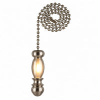 Westinghouse Lighting 7710300 brushed nickel pendant pull chain with traditional sculpted metal handle and 12-inch beaded chain