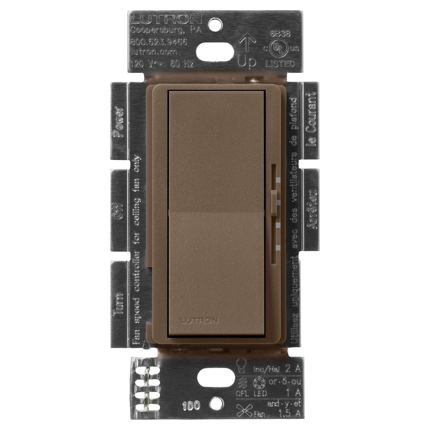 Lutron Diva fan and light control in Espresso