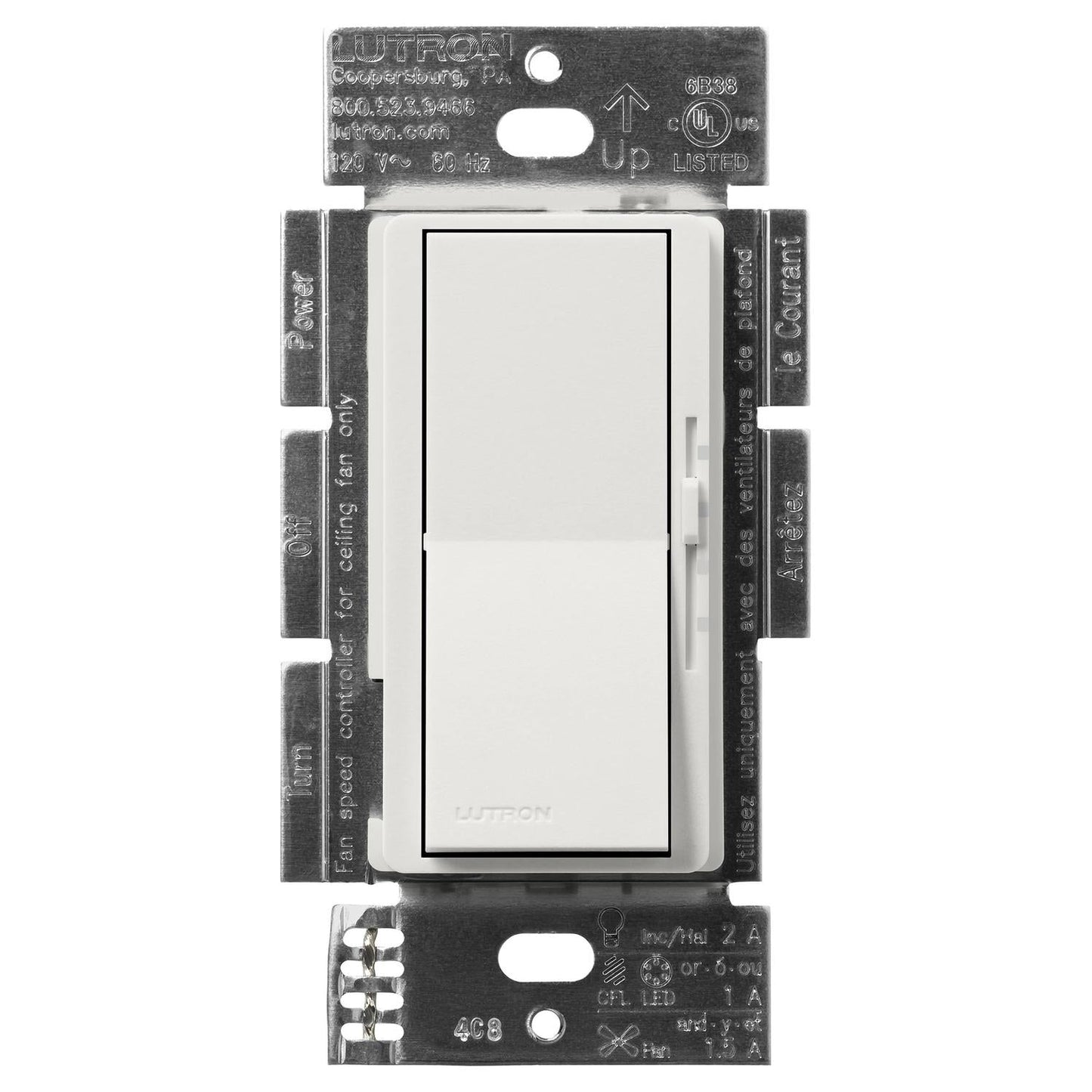 Lutron Diva fan and light control in DVSCFSQ-F-Lunar Gray