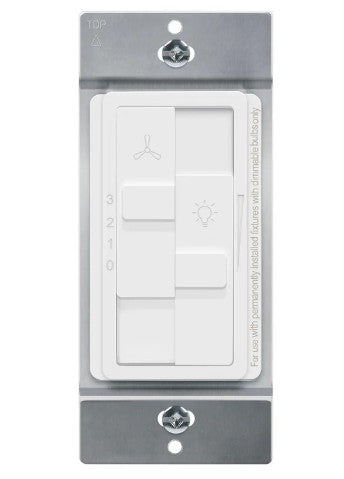 Enerlites 3 Speed Fan Control With Dimmer - Slide White 17027-F3-W