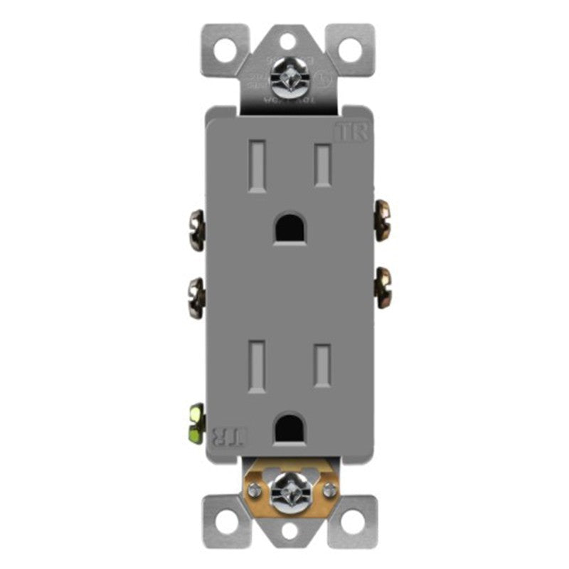Enerlites Resi Decorator Tr Receptacle Self-Grd 15A 125V 5-15R Gy 61501-TR-GY