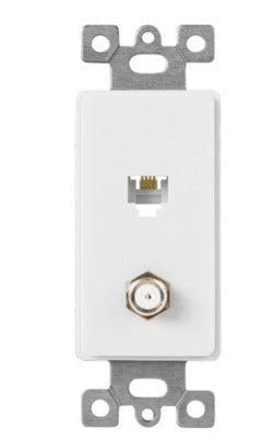Enerlites V&A Rj11 4-Pos / 4-Cond & F-Type Conf To F Light Almond 6507-LA