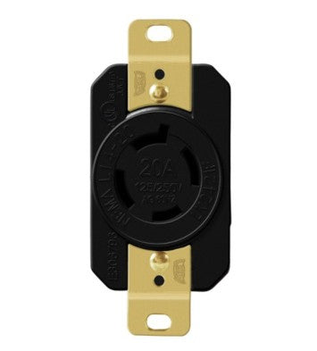 Enerlites Ind Locking Receptacle 3P 4W Grd L14-20R 20A 125/250V Black 66420-BK