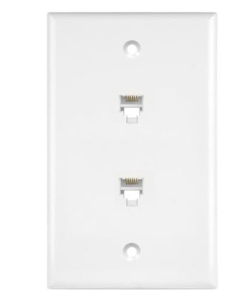 Enerlites Tel 1-Gang Wall Plate With Two Rj11 Jacks 6-Pos 6-Cond White 6671-W