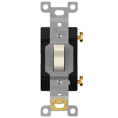 Enerlites Comm Hd Toggle Switch Single Pole 20A 120/277V Light Almond 81201-LA
