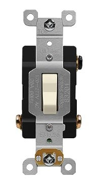 Enerlites Comm Hd Toggle Switch 3-Way 20A 120/277V Light Almond 83201-LA