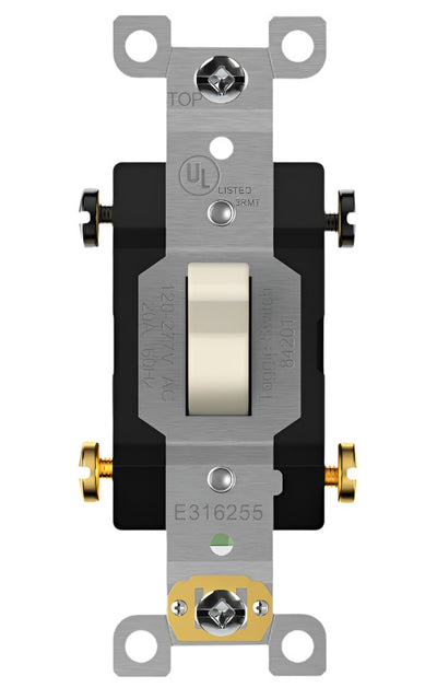 Enerlites Comm Hd Toggle Switch 4W 20A 120/277V Light Almond 84201-LA